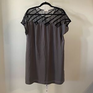 Silence + Noise Gray Tunic with Black Lace